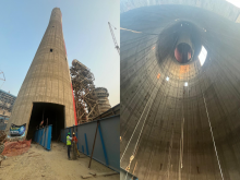Chimney-2 Flue-can erection completed & Borosilicate Lining in progress