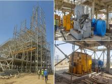 Limestone Crusher House: Structural and equipment erection in progress